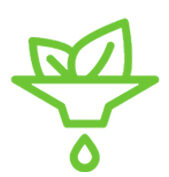 Funnel and leaves icon for herbal extraction